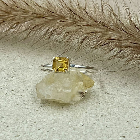 Square Citrine Rings | Square Fine Rings | Mala Elements