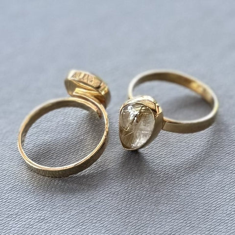 Golden Rutilated Quartz Ring – 18ct Gold Vermeil