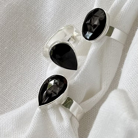 Natalie Black Spinel Ring in Sterling Silver