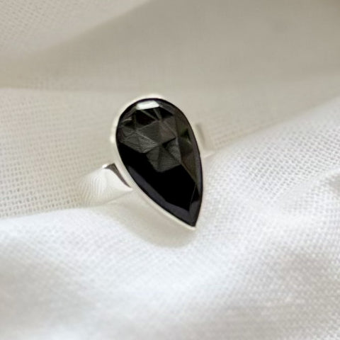 Natalie Black Spinel Ring in Sterling Silver