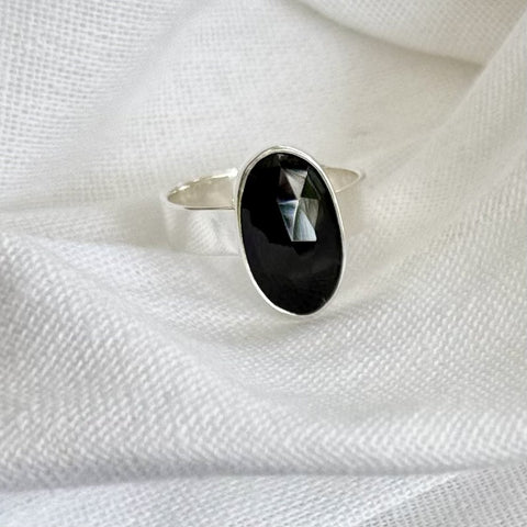 Natalie Black Spinel Ring in Sterling Silver
