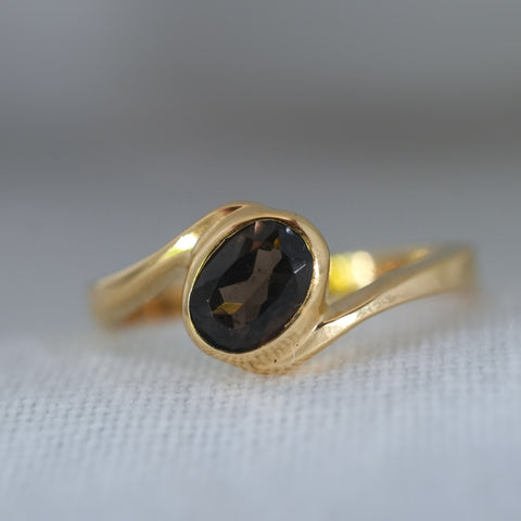 Smoky Quartz Wave Ring