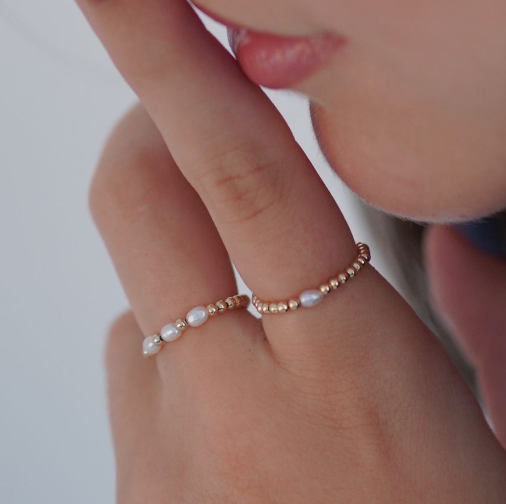 Pearl and Gold Bead Rings | Mala Elements