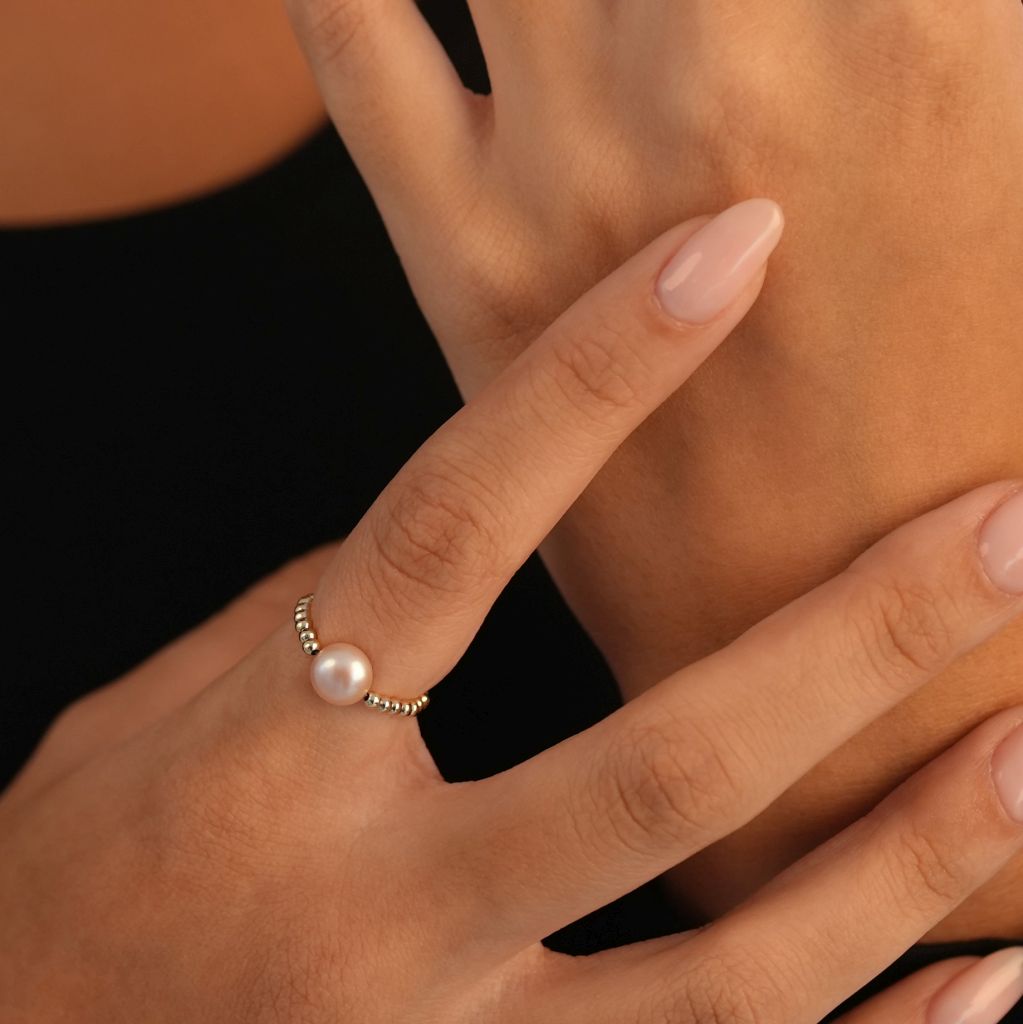 Pearl and Gold Bead Rings | Mala Elements