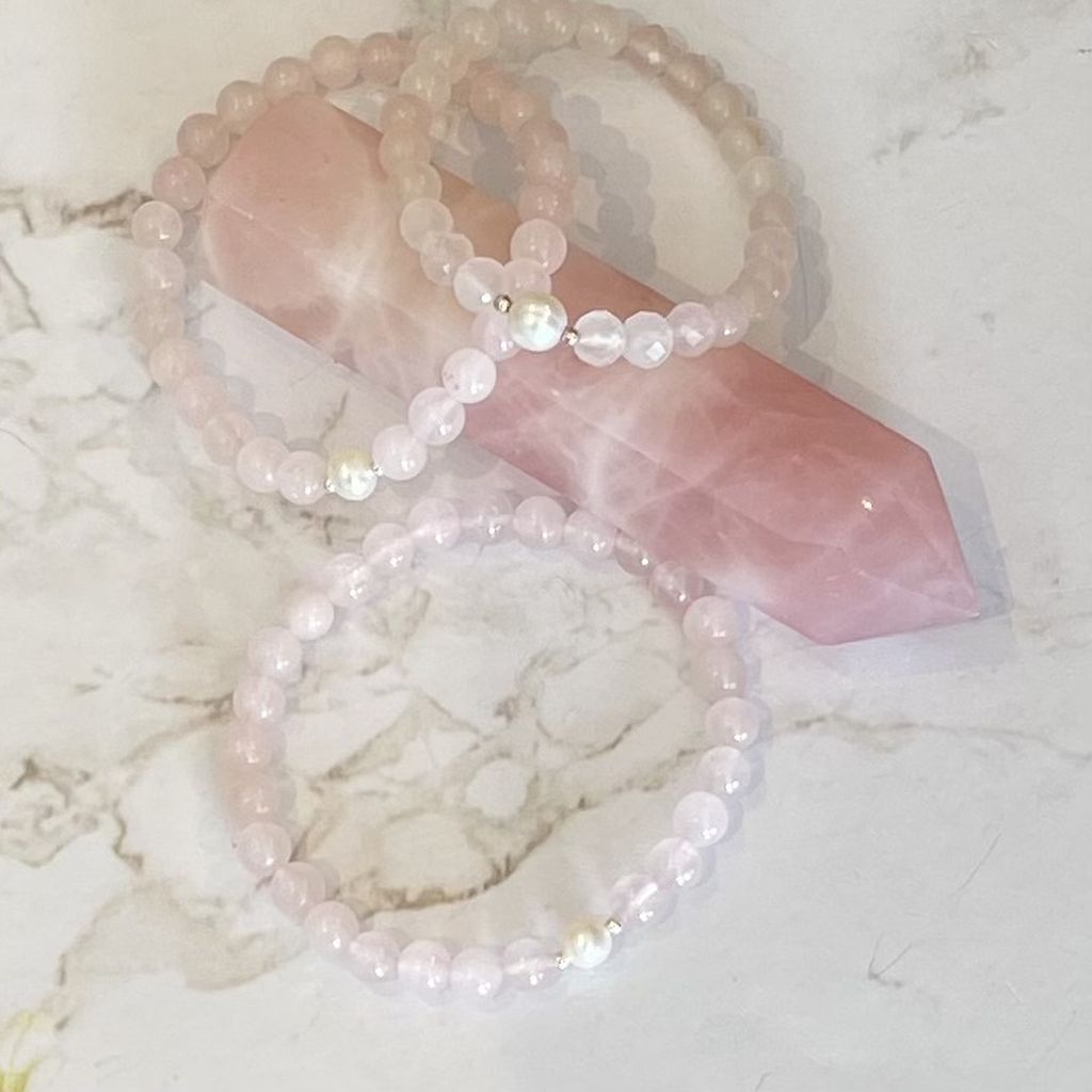 Pearl and Rose Quartz Bracelet | Rosa Bracelet | Mala Elements