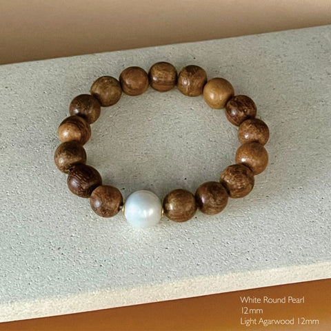 Ella South Sea Pearl & Wood bracelets