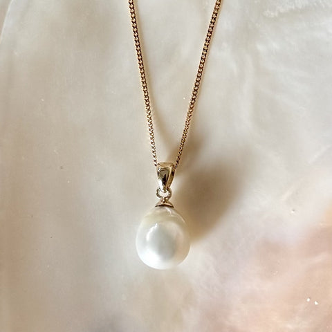 Solid Gold Baroque South Sea Pearl Pendant