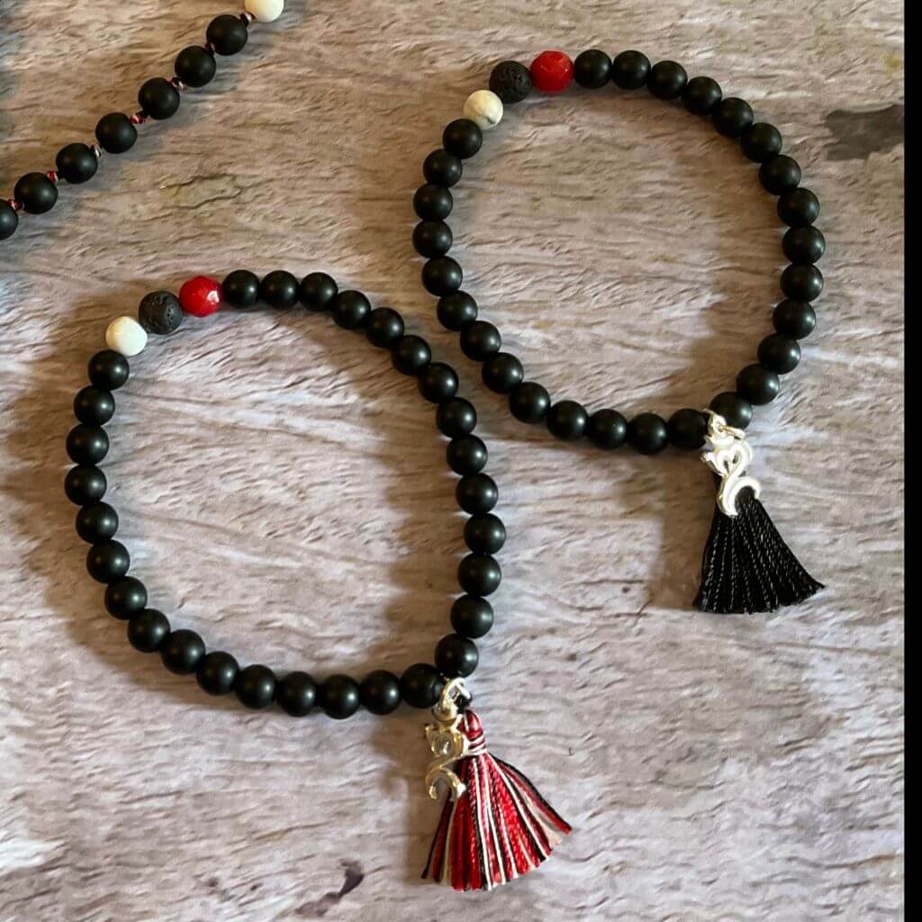 Black Moonstone Bracelet | Tri Datu Bracelet | Mala Elements
