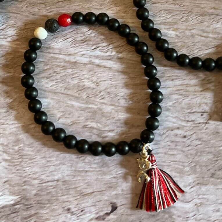 Black Moonstone Bracelet | Tri Datu Bracelet | Mala Elements