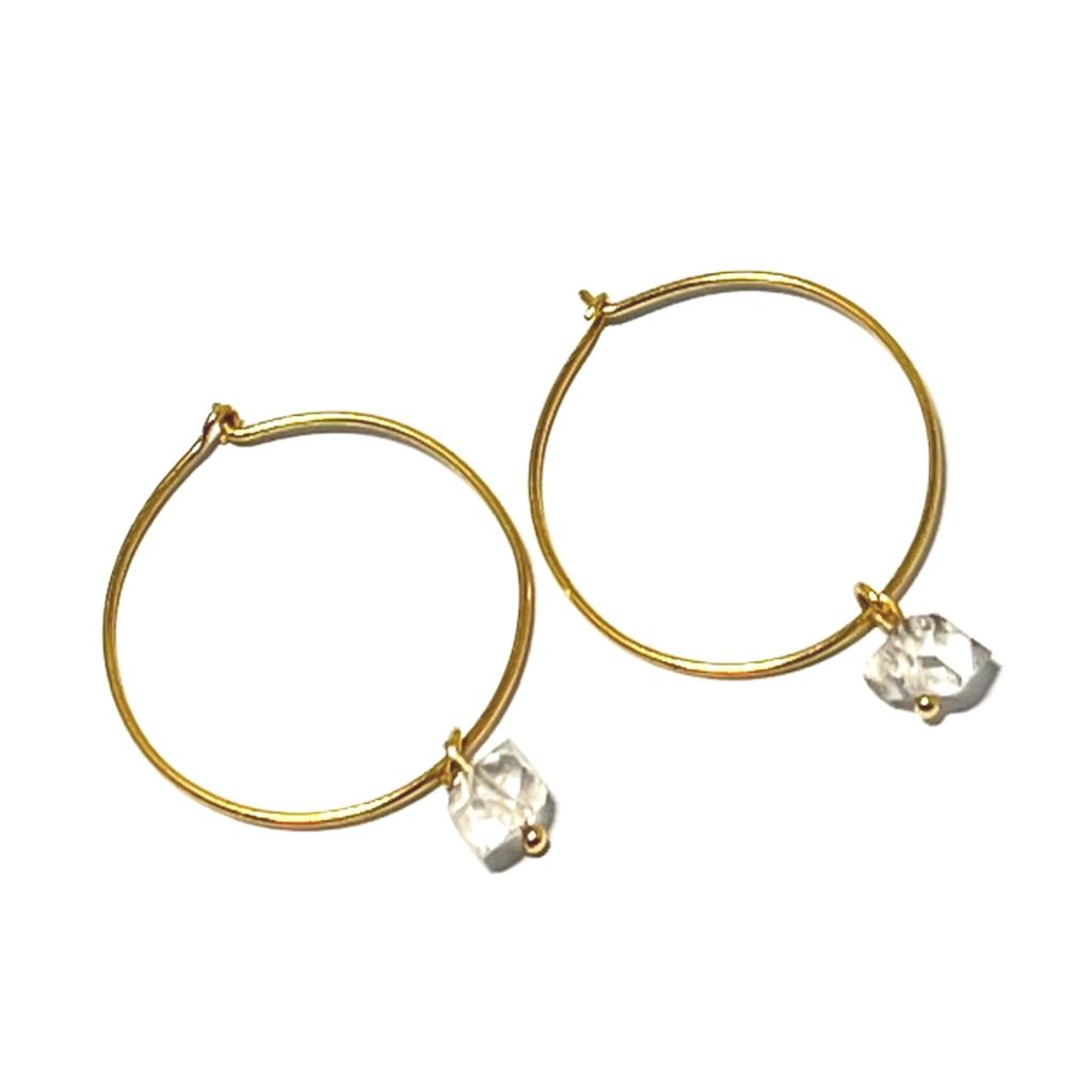 Diamond Hoop Earrings | Herkimer Hoop Earrings | Mala Elements