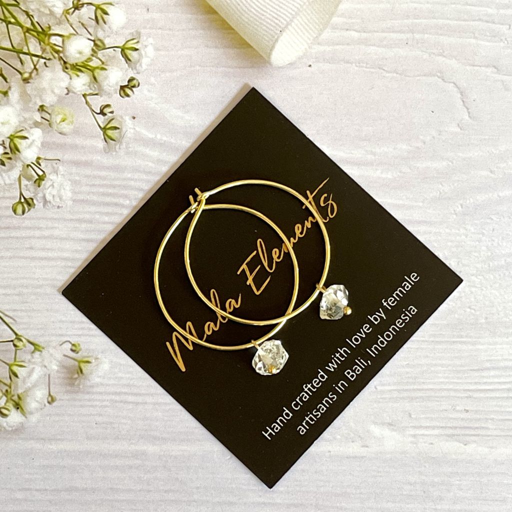 Diamond Hoop Earrings | Herkimer Hoop Earrings | Mala Elements