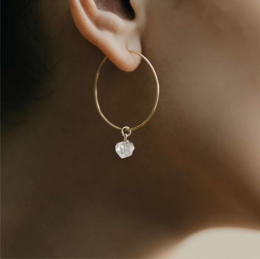 Diamond Hoop Earrings | Herkimer Hoop Earrings | Mala Elements