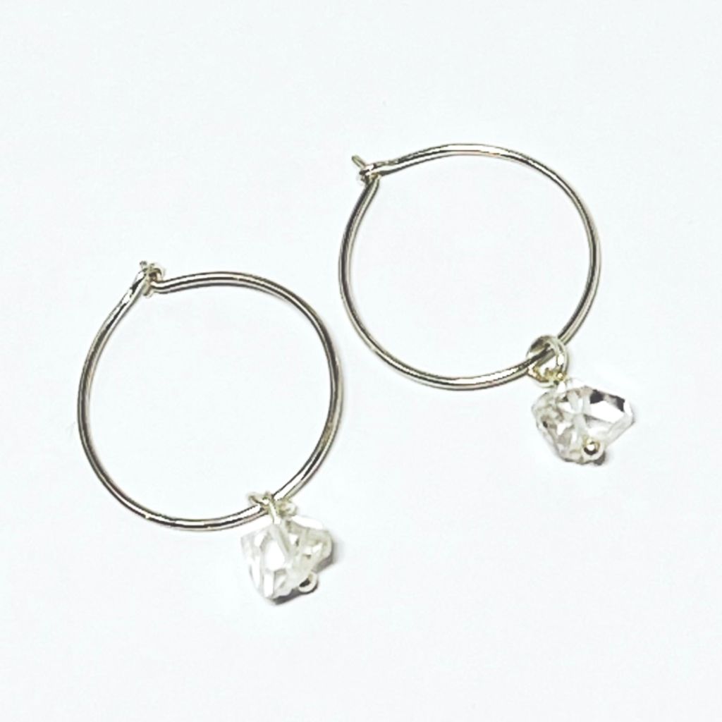 Diamond Hoop Earrings | Herkimer Hoop Earrings | Mala Elements