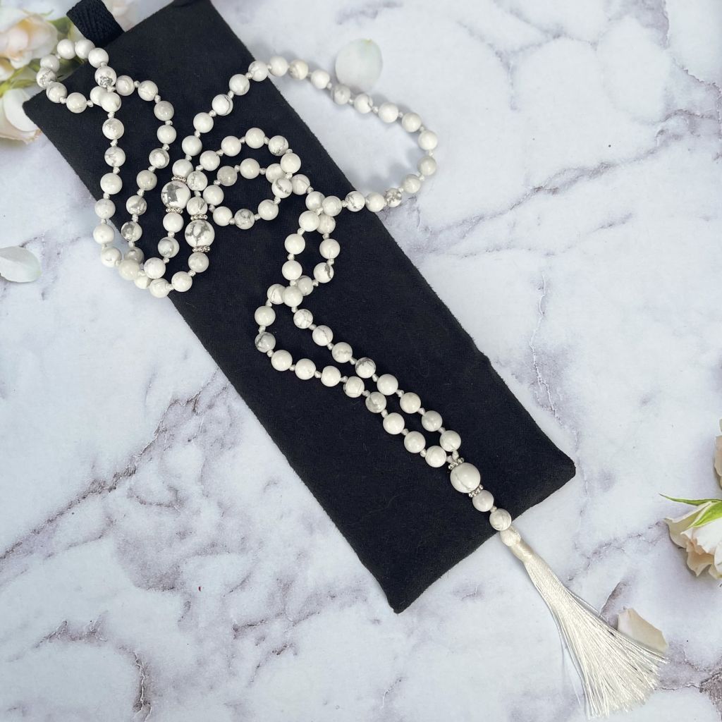 Howlite Bead Necklace | 33 Bead Bracelet | Mala Elements