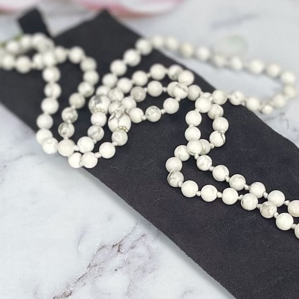 Howlite Bead Necklace | 33 Bead Bracelet | Mala Elements