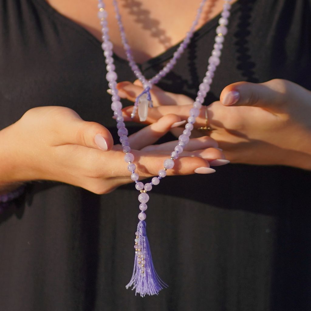 Lavender Amethyst Mala Necklace | Mala Elements