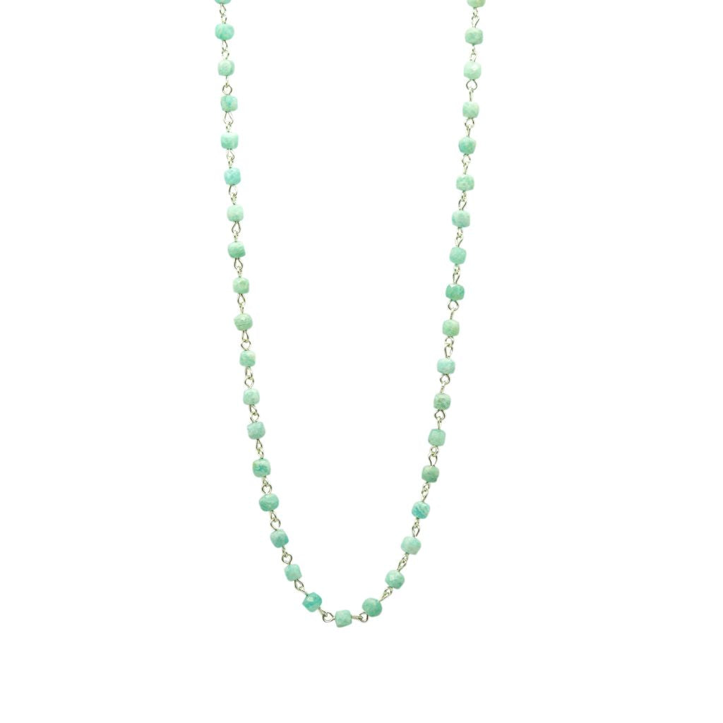 Santi Amazonite Necklace | Silver Chain Necklace | Mala Elements