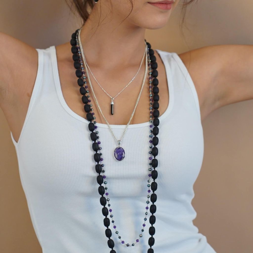 Chain of Wisdom Mala | Hematite Station Necklace | Mala Elements