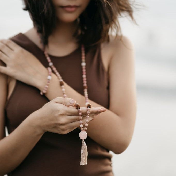 Rose Quartz Mala Necklace | Mala Elements