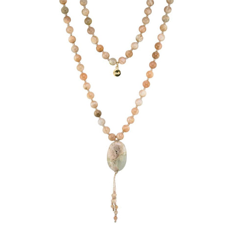 Divine Feminine Necklace | Flower Agate Mala | Mala Elements