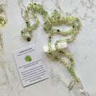 Prehnite and Clear Quartz Necklace | Mala Elements