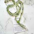 Prehnite and Clear Quartz Necklace | Mala Elements