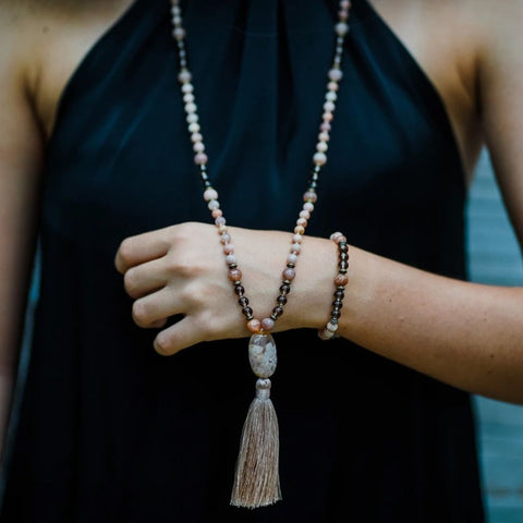 Smoky Quartz Beaded Necklace | Mala Elements