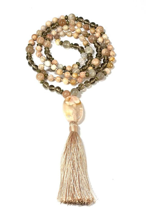 Smoky Quartz Beaded Necklace | Mala Elements