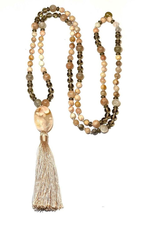 Smoky Quartz Beaded Necklace | Mala Elements