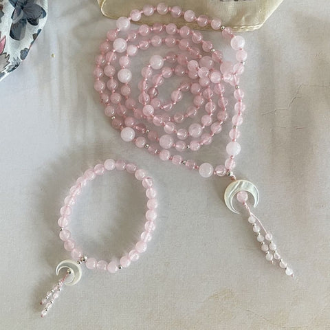 Chandra Rose Quartz Mala | Mala Elements