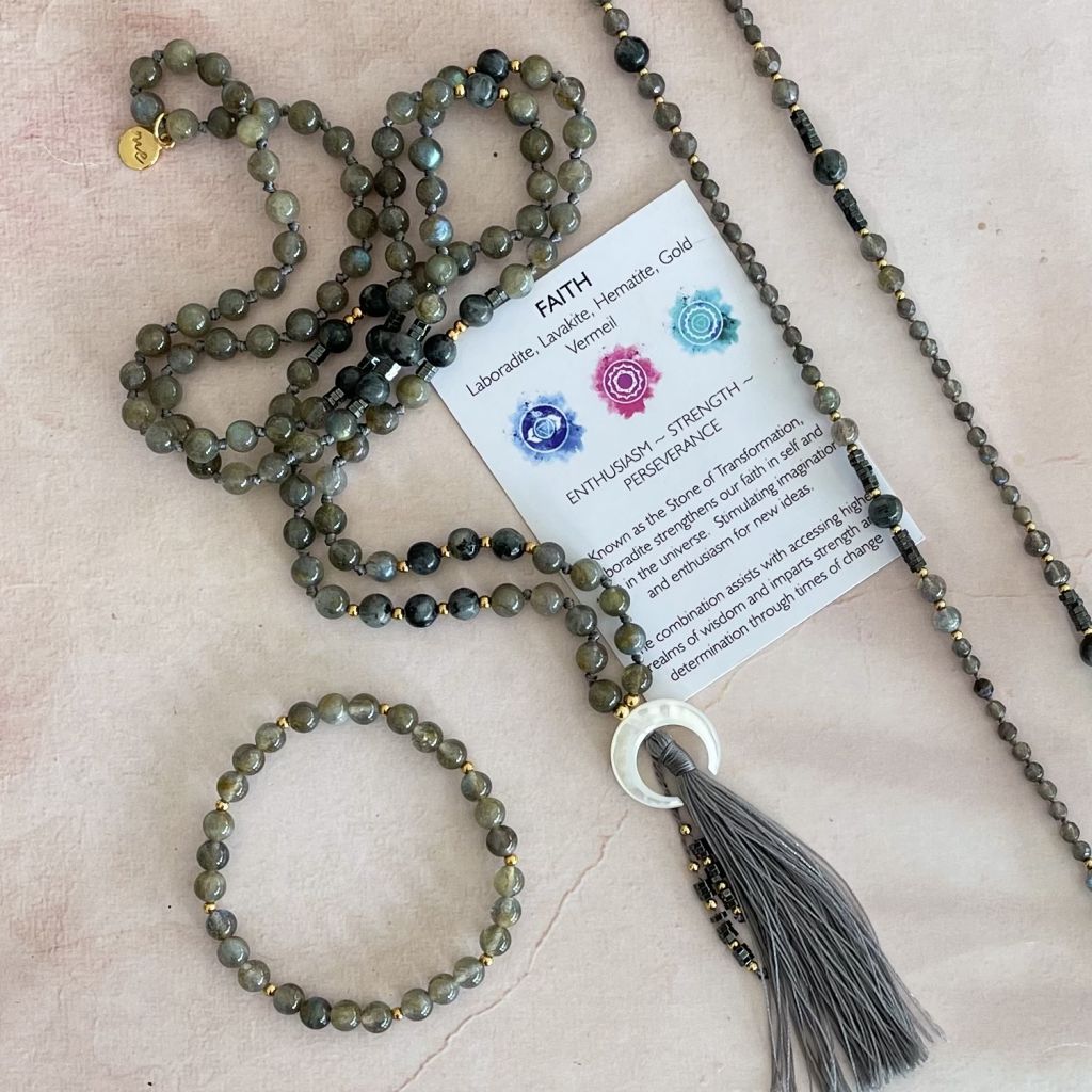 Labradorite Moon Mala | Stone Mala and Bracelet | Mala Elements