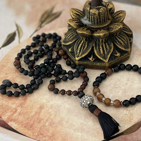 Men's Mala Necklace | Lava Stone Mala Necklace | Mala Elements