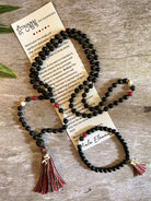 Black Moonstone Mala | Tri Datu Lotus Mala | Mala Elements