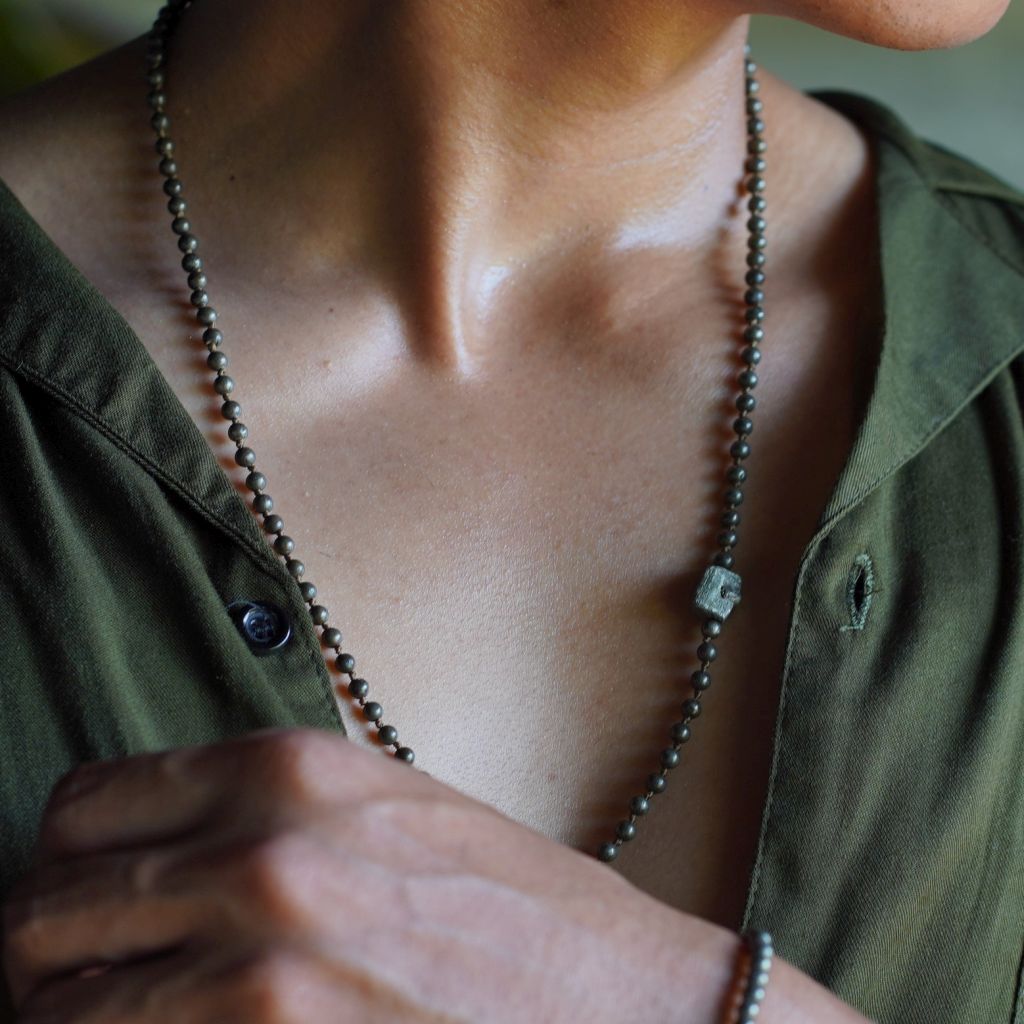 Pyrite Stone Necklace | Pyrite Mala Necklace | Mala Elements